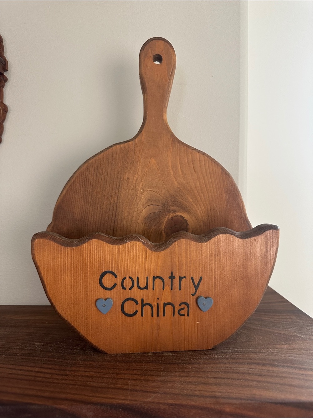 Country China Wooden Wall Pocket Decor - Brown